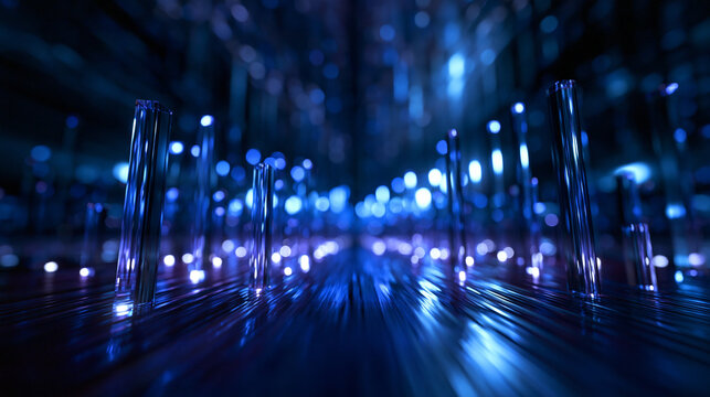 Futuristic Fiber Optic Lights and Digital Data Network Background