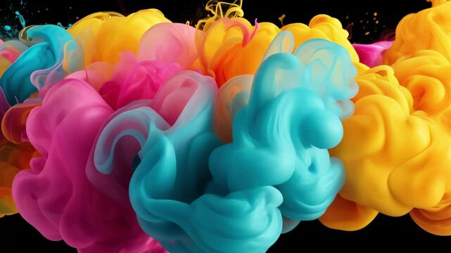 Colorful Ink Cloud Panning Across Water in Abstract Motion