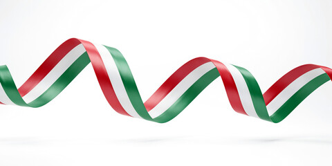 Obraz premium Wavy ribbon with hungarian flag colors isolated on a white background