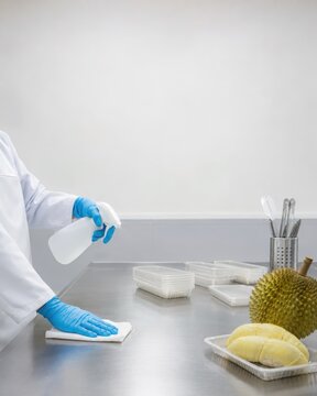Food-Safe Sanitization of a Durian Packaging Workstation