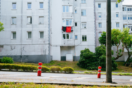 Urban Balcony with Colorful Laundry