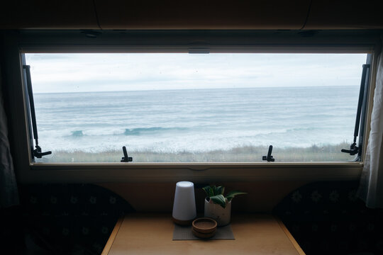 Ocean View Through Caravan Window