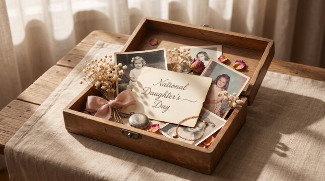 National Daughter's Day Memory Box with Childhood Keepsakes and Sentimental Gifts