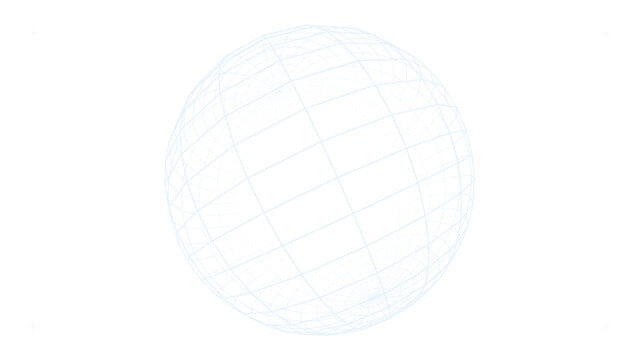 White wireframe sphere isolated on transparent background for digital design projects high.