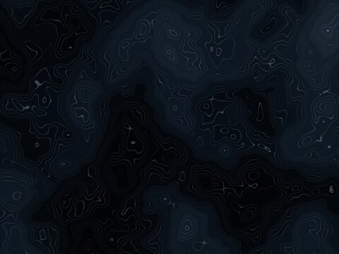Dark Topographic Design Shows Layered Patterns on a Black Background