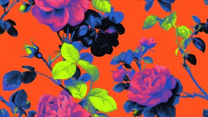 Obraz premium Vibrant floral pop art illustration.