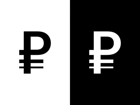 Black and white ruble currency symbol vector illustration background