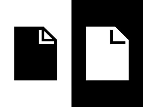 Black and white folded paper document icons set