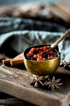 Mango Chutney in a brass bowl