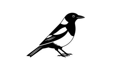 Obraz premium Black and White Magpie Bird Illustration