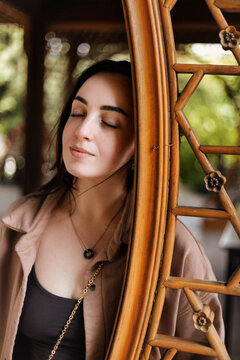 A portrait of a beautiful girl in a garden