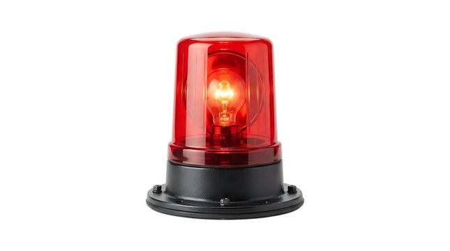 Red emergency beacon light isolated on transparent background