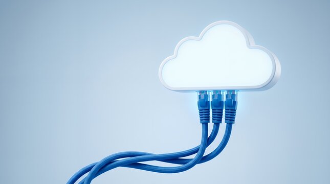 Cloud Computing Symbol with Network Cables &ndash; Digital Connection Concept