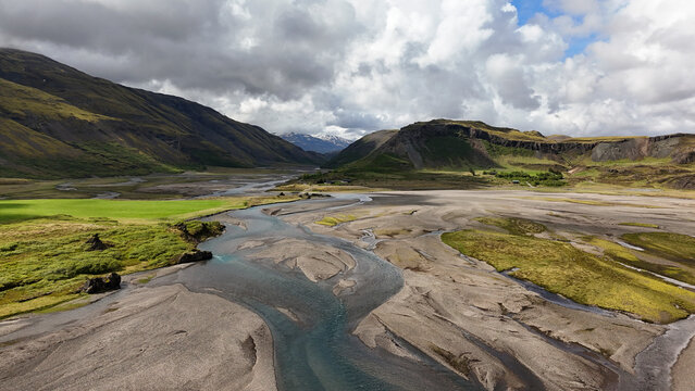 Aerial View of Braided River Valley
