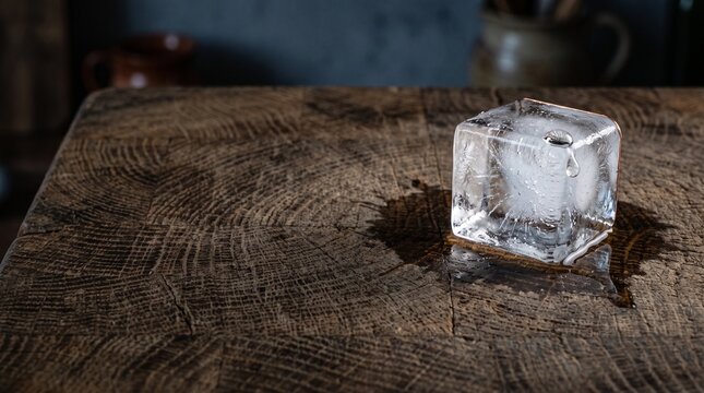 Ice lingers on wood during a heat transfer experiment