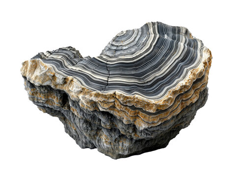 Rock formation with distinct layers found in nature showing various colors and textures