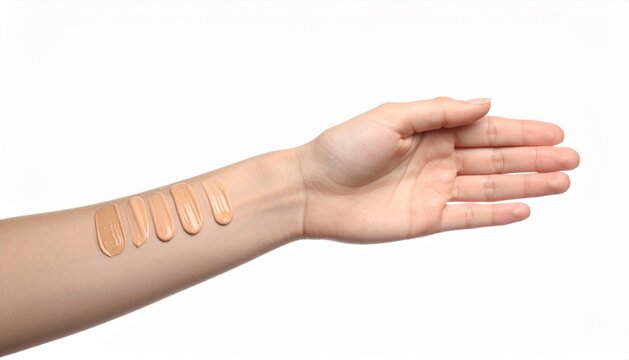 Liquid Foundation Swatches on Arm for Skin Tone Matching and Beauty Testing