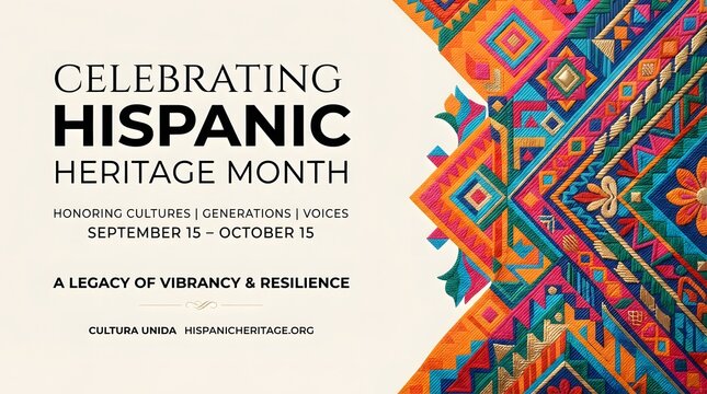 Celebrating Hispanic Heritage Month with vibrant traditional patterns and cultural legacy design.