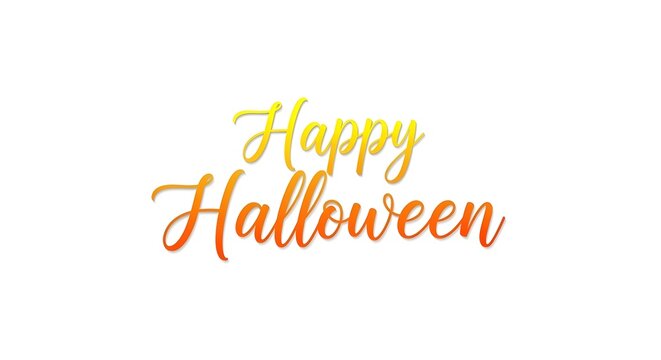 Happy halloween text with a yellow to orange gradient isolated on white background