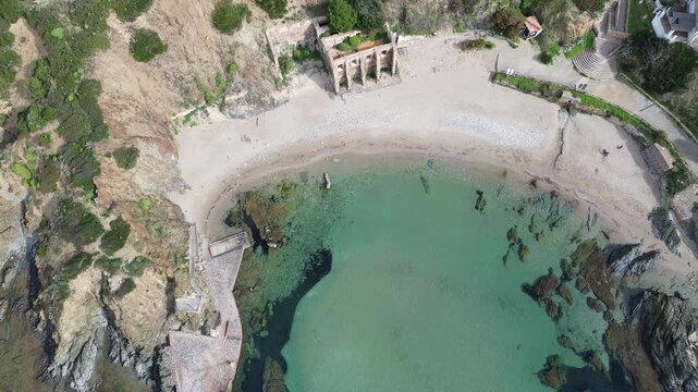 Masua Beach With Turquoise Mediterranean Sea in Southwest Sardinia