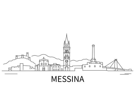 Silent cityscape lines outline Messina's historic skyline