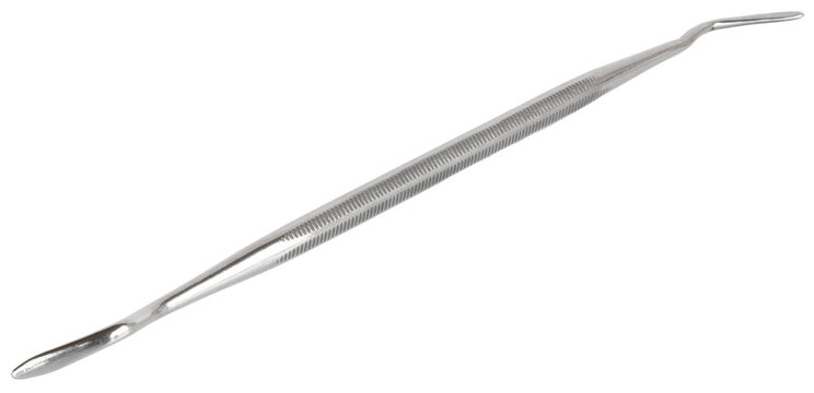 Stainless clay tool for pushing clay in art projects