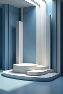 Dise&ntilde;o de podio modular, geometr&iacute;a compleja, control de iluminaci&oacute;n refinado