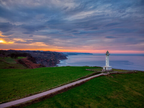 Landscape with the Lighthouse of Lastres, Asturias.