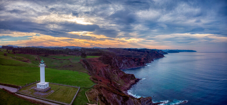 Landscape with the Lighthouse of Lastres, Asturias.