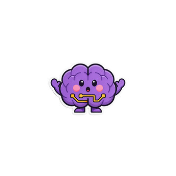 Cute purple pixel art brain character with yellow digital circuit lines on its body mascot