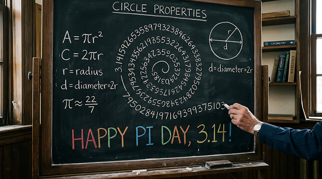 Person writing complex physics equations on a chalkboard in a study room with books and office supplies