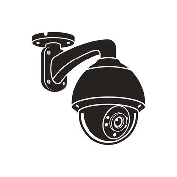 Modern security dome camera mounted on wall with adjustable bracket for surveillance and home safety systems