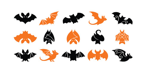 Obraz premium Halloween Bat Silhouette Icon Bundle
