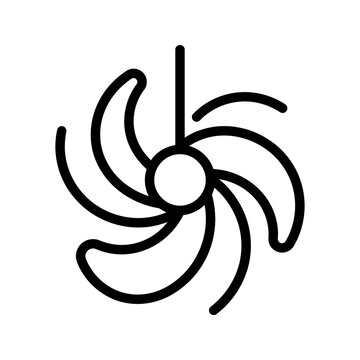 Ceiling fan ventilation icon with rotating blade elements for air climate.
