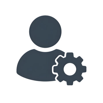 User Settings Icon with Profile Silhouette and Gear Symbol for Admin or Profile Configuration