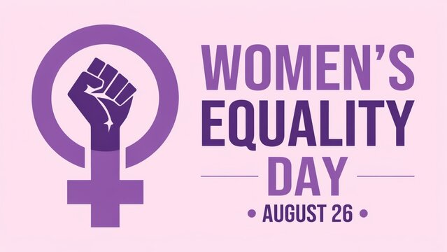 Feminist poster for Women's Equality Day with venus symbol and raised fist