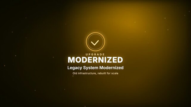 Animated it modernization certificate badge confirming legacy system upgrade for enterprise digital transformation
