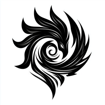 Bold Calligraphic Spiral Wave Shapes with White Space