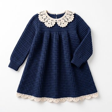 Luxury Crochet Baby Girl Long Sleeve Dress With Organic Cotton.