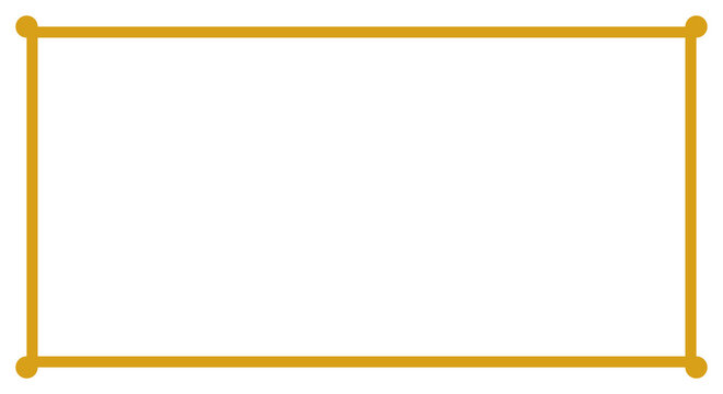 Rectangle solid mustard gold frame for web presentation, horizontal thick border with circular dot corners, png with transparent background.
