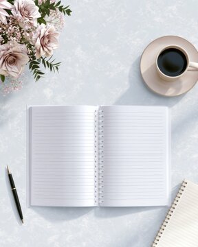 Ultra realistic teacher lesson planner mockup on a peaceful workspace