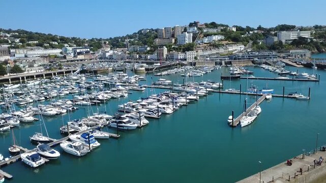 Coastal View across Torquay Harbour, England