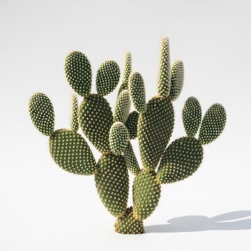 Opuntia Microdasys Cactus Plant Isolated on White Background.