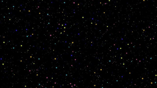 Shimmering Colorful Particles on Black Background
