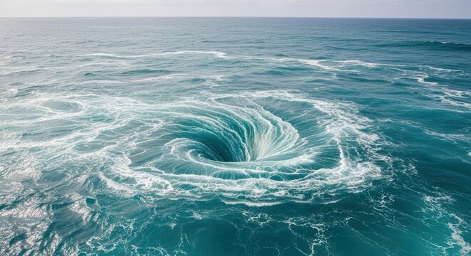 Powerful Ocean Whirlpool Vortex Dangerous Natural Phenomenon.