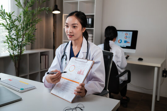 Female doctor analyzing healthcare data charts