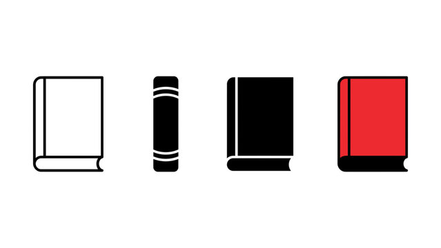 Set of flat vector book icons in different styles for library and education design projects