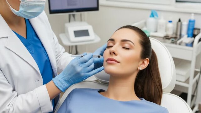 Cosmetic procedure with facial filler injection