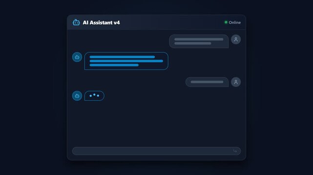 Futuristic AI Chat Assistant Typing Animation with Glowing Conversation Interface 4K