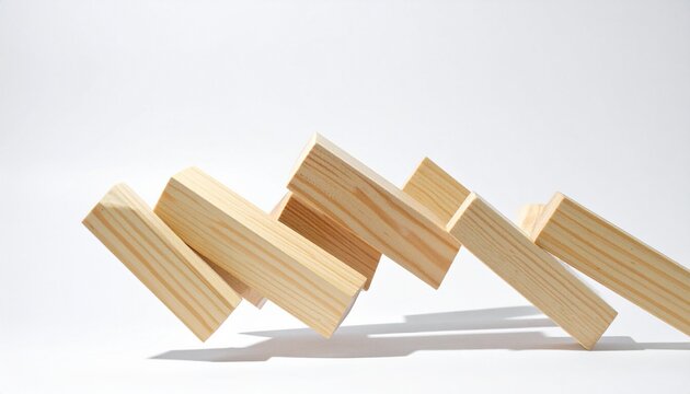 Falling wooden blocks suspended in midair motion
